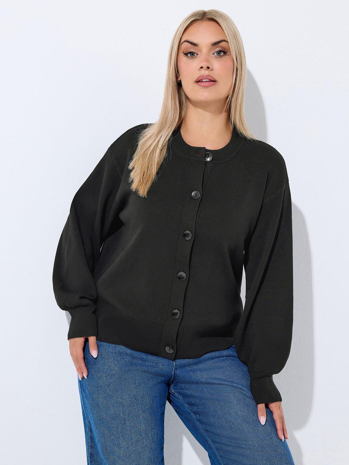 Image 1 of 4 of Yours Curve Balloon Sleeve Cardigan - Black