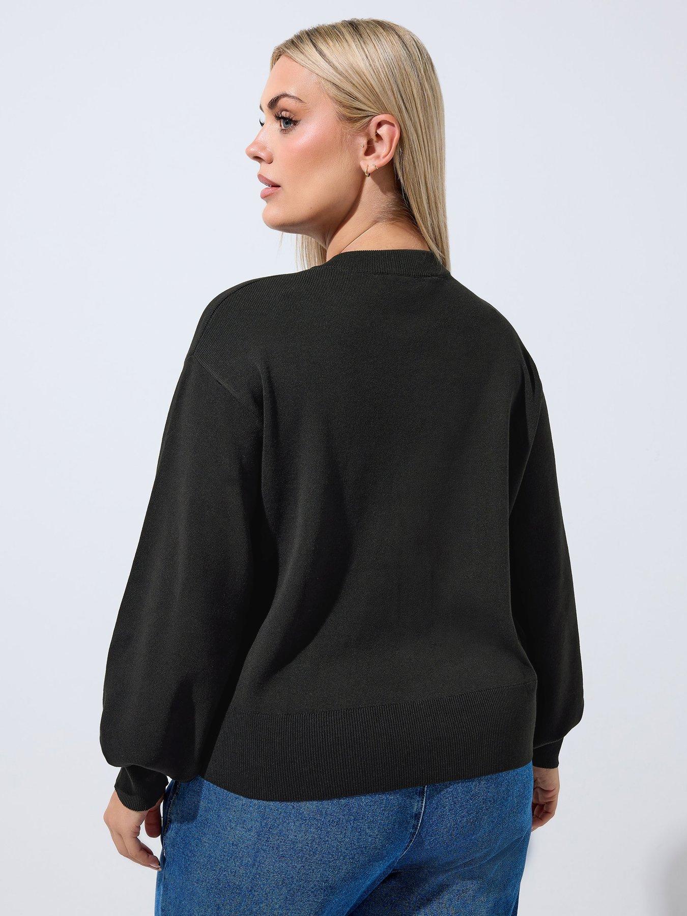 Image 2 of 4 of Yours Curve Balloon Sleeve Cardigan - Black
