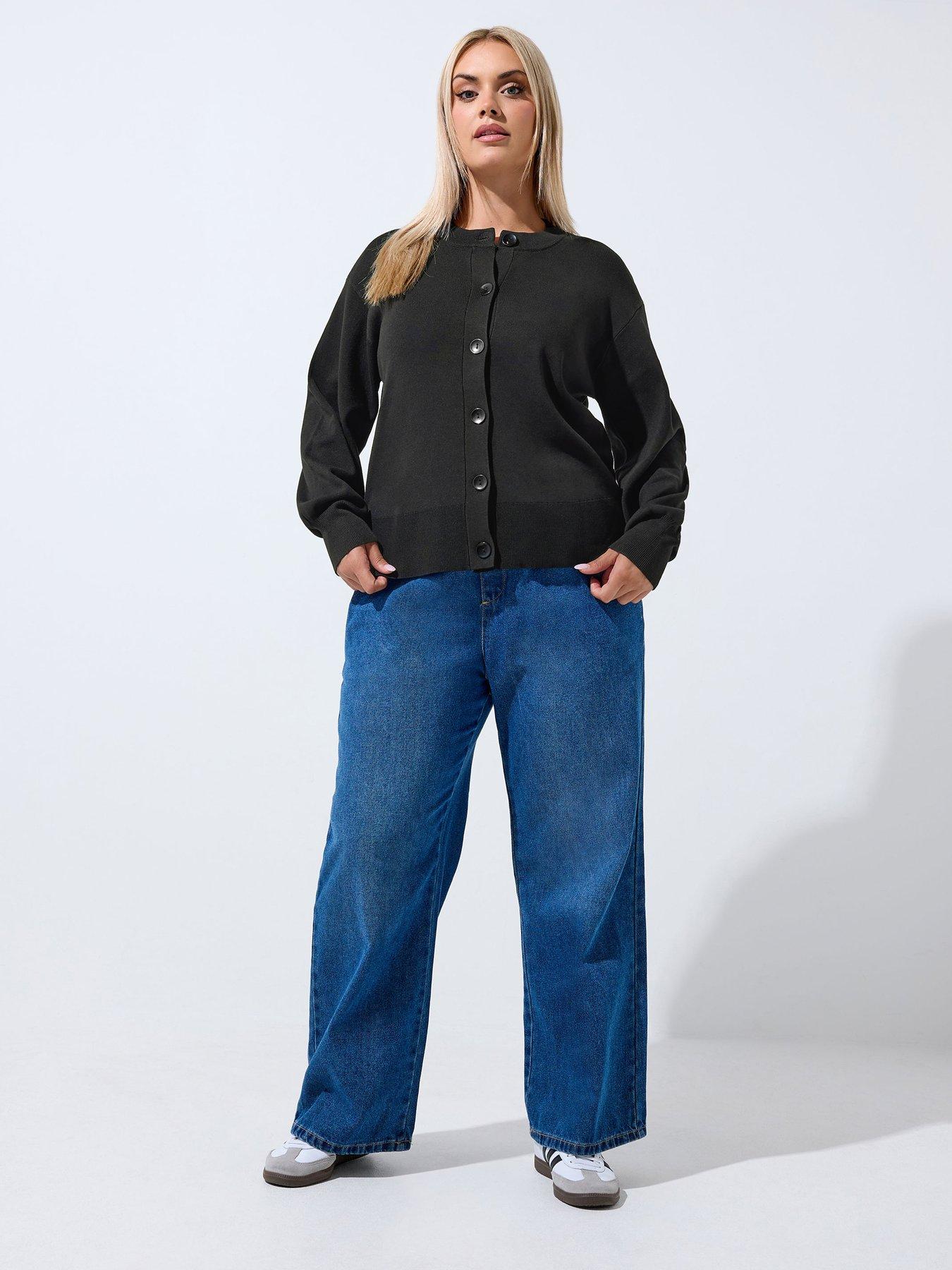 Image 3 of 4 of Yours Curve Balloon Sleeve Cardigan - Black