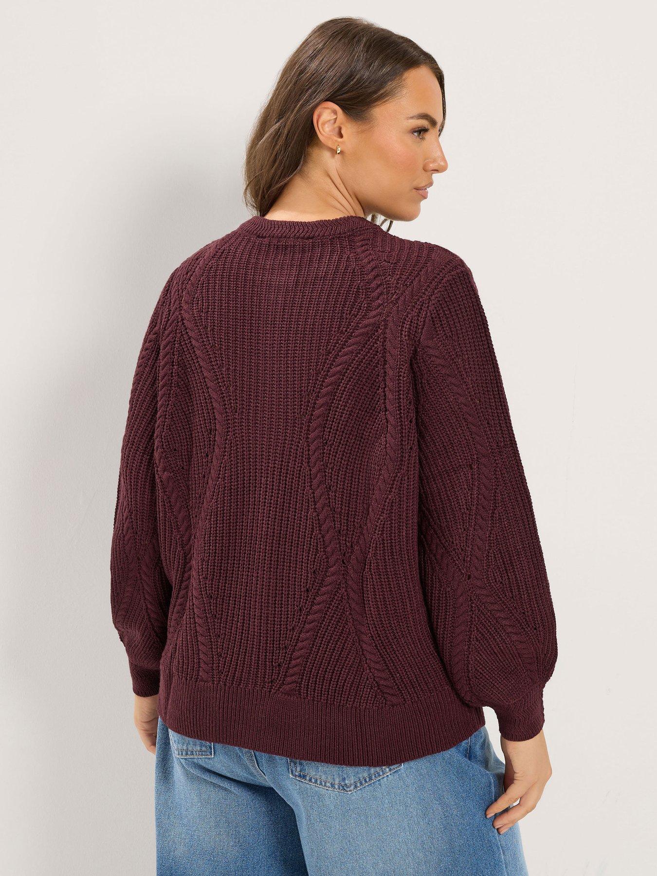 Image 2 of 3 of Yours Curve Pointelle Knit Cardigan - Red