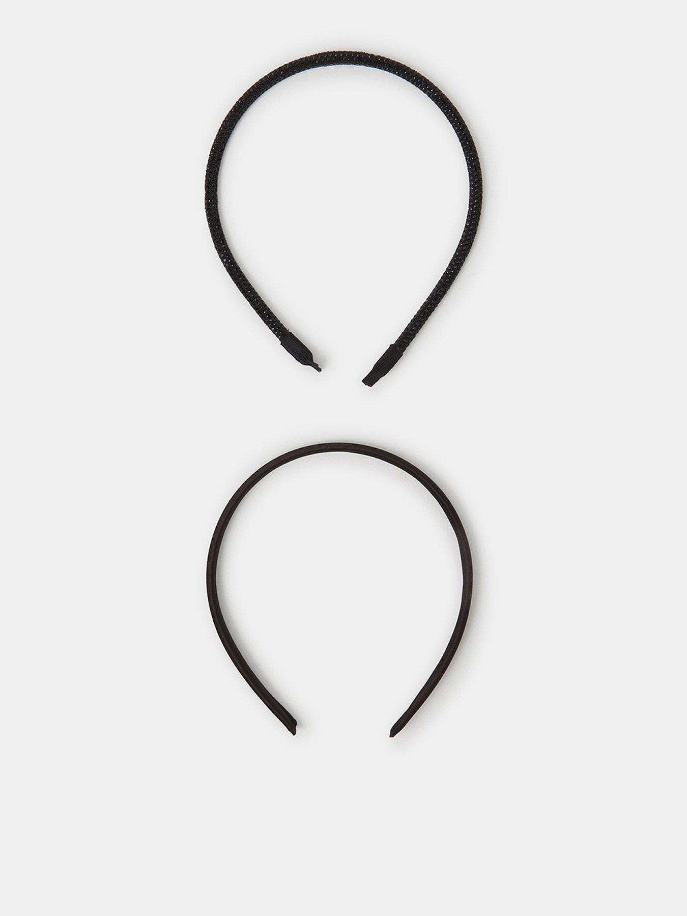 Image 1 of 2 of Accessorize Womens 2 Pack Slim Sparkly Party Headbands - Black