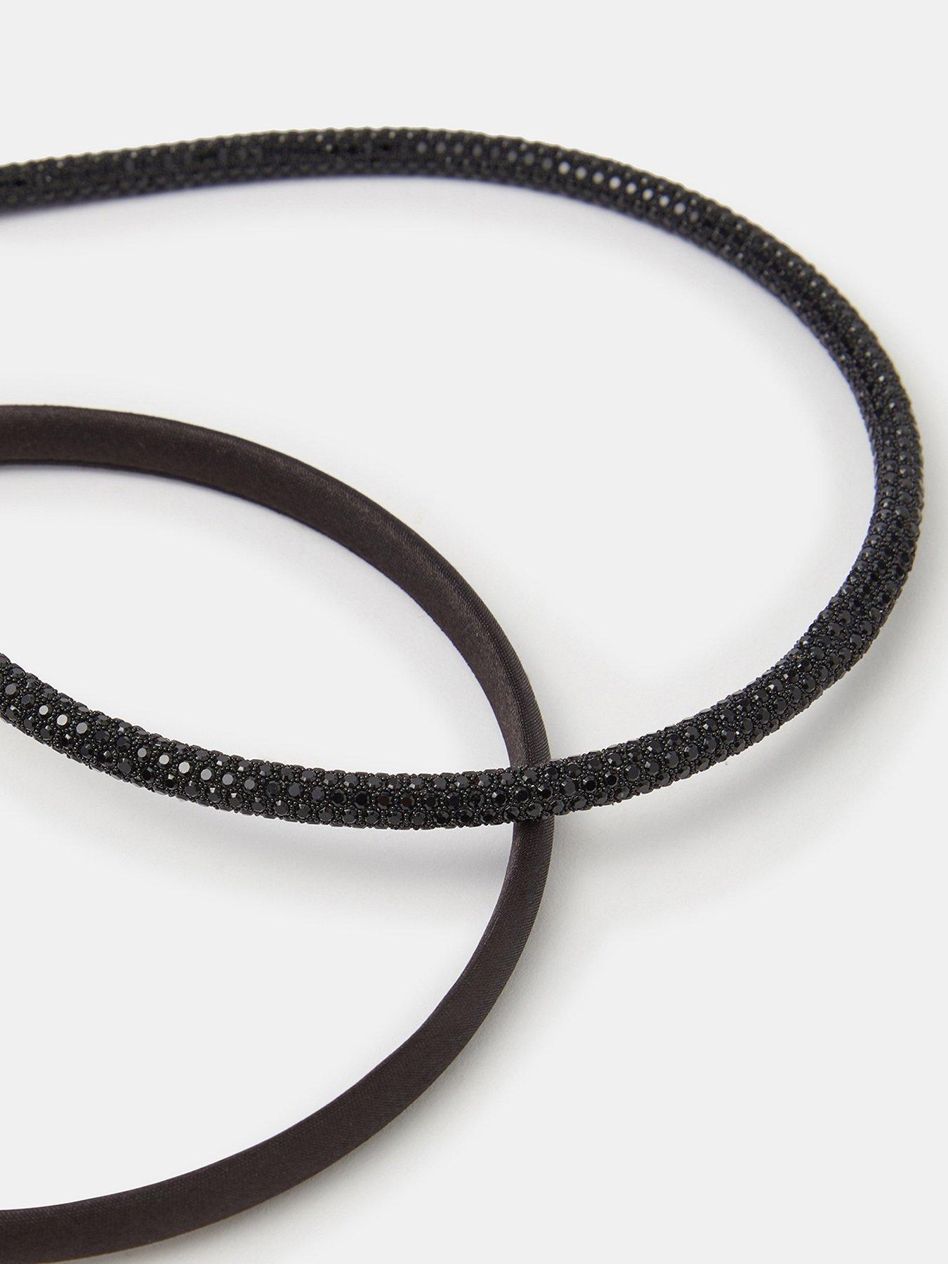 Image 2 of 2 of Accessorize Womens 2 Pack Slim Sparkly Party Headbands - Black