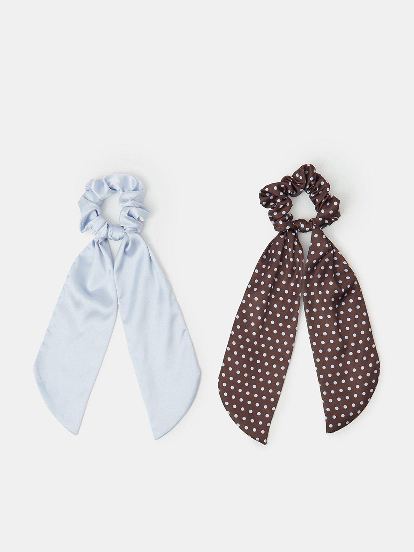 Image 1 of 2 of Accessorize 2 Pack Polka Dot Scarf Hair Scrunchies - Multi