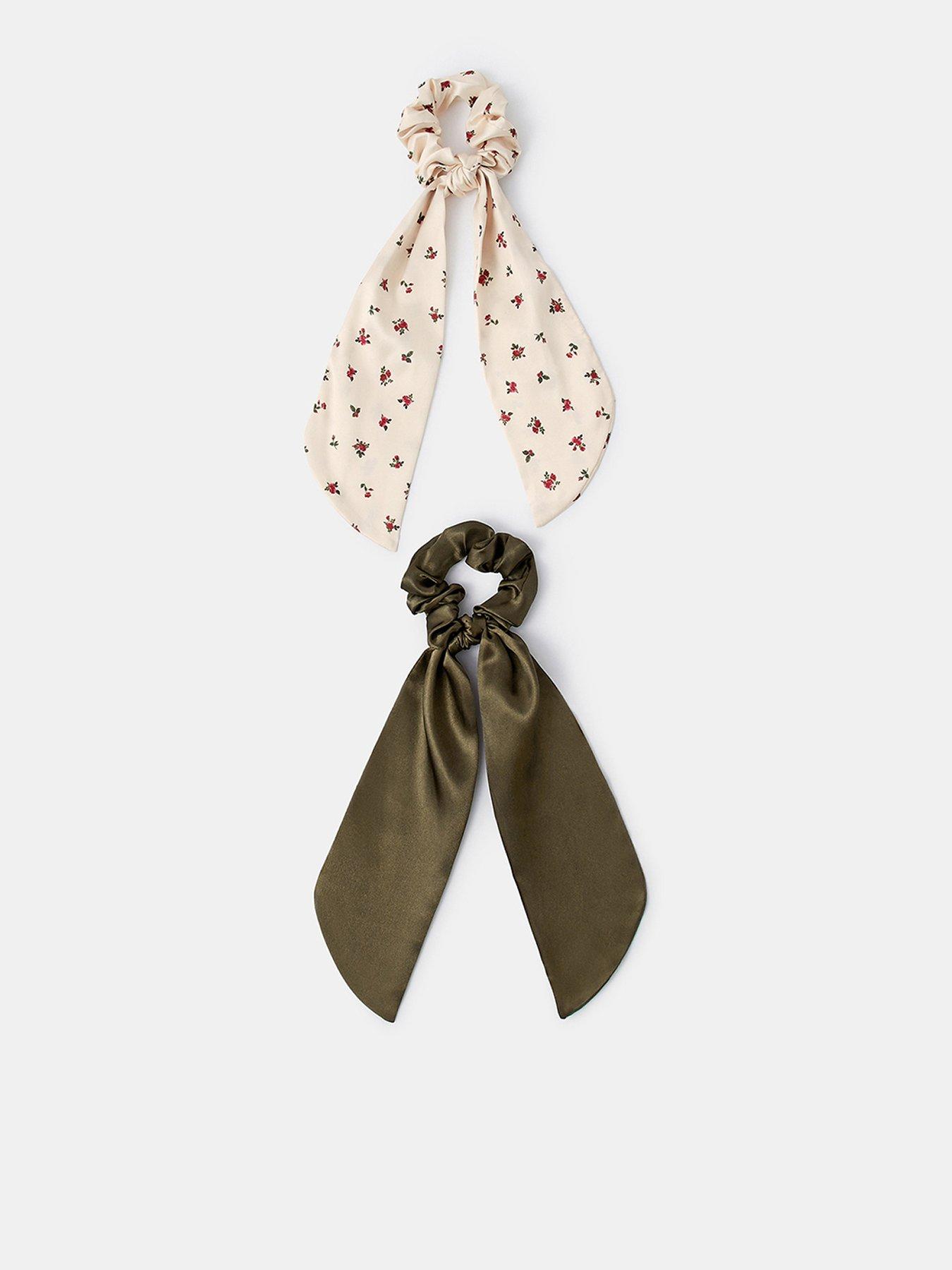 Image 1 of 2 of Accessorize 2 Pack Ditsy Floral Print Scarf Scrunchies - Multi