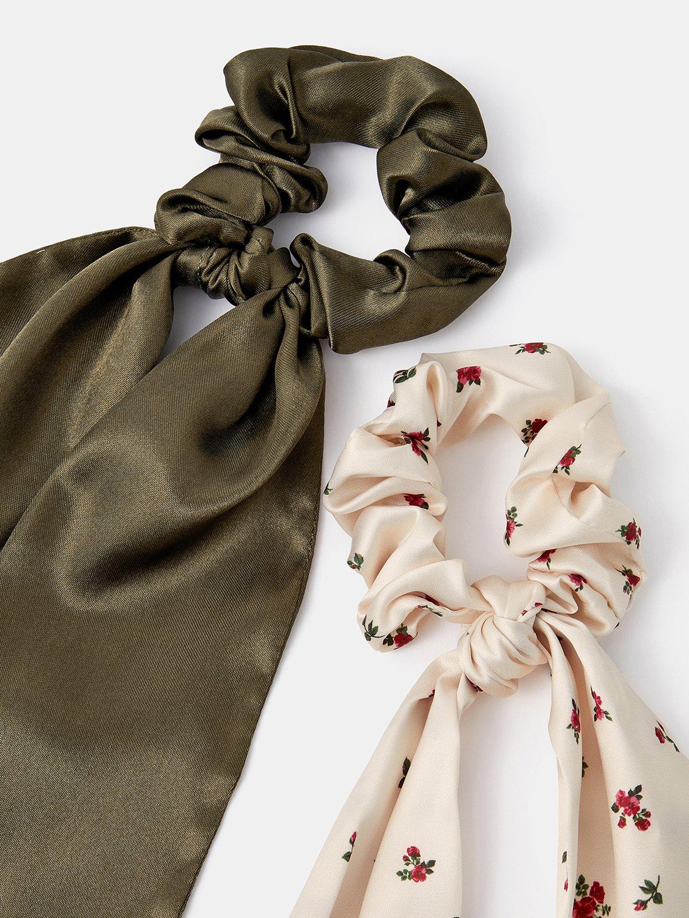 Image 2 of 2 of Accessorize 2 Pack Ditsy Floral Print Scarf Scrunchies - Multi