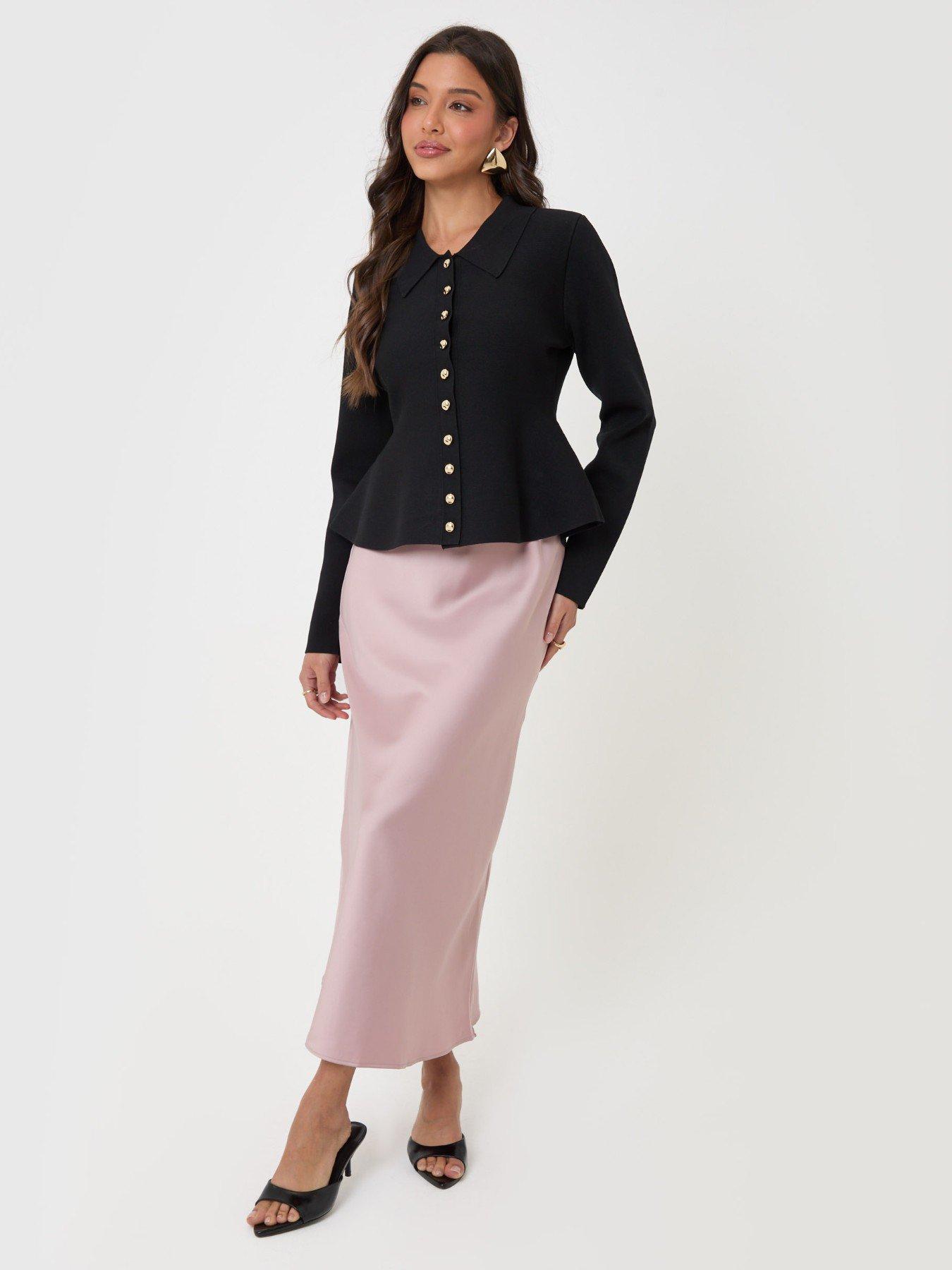 Image 3 of 4 of Threadbare Compact Knit Peplum Cardigan In Black