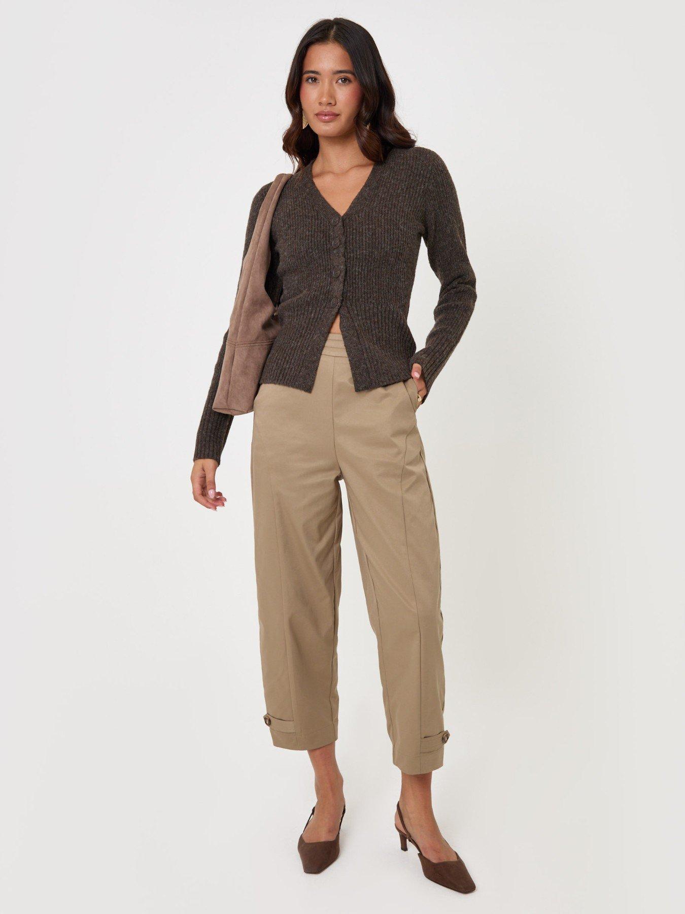 Image 3 of 4 of Threadbare Wool Blend V Neck Cardigan In Chocolate Brown