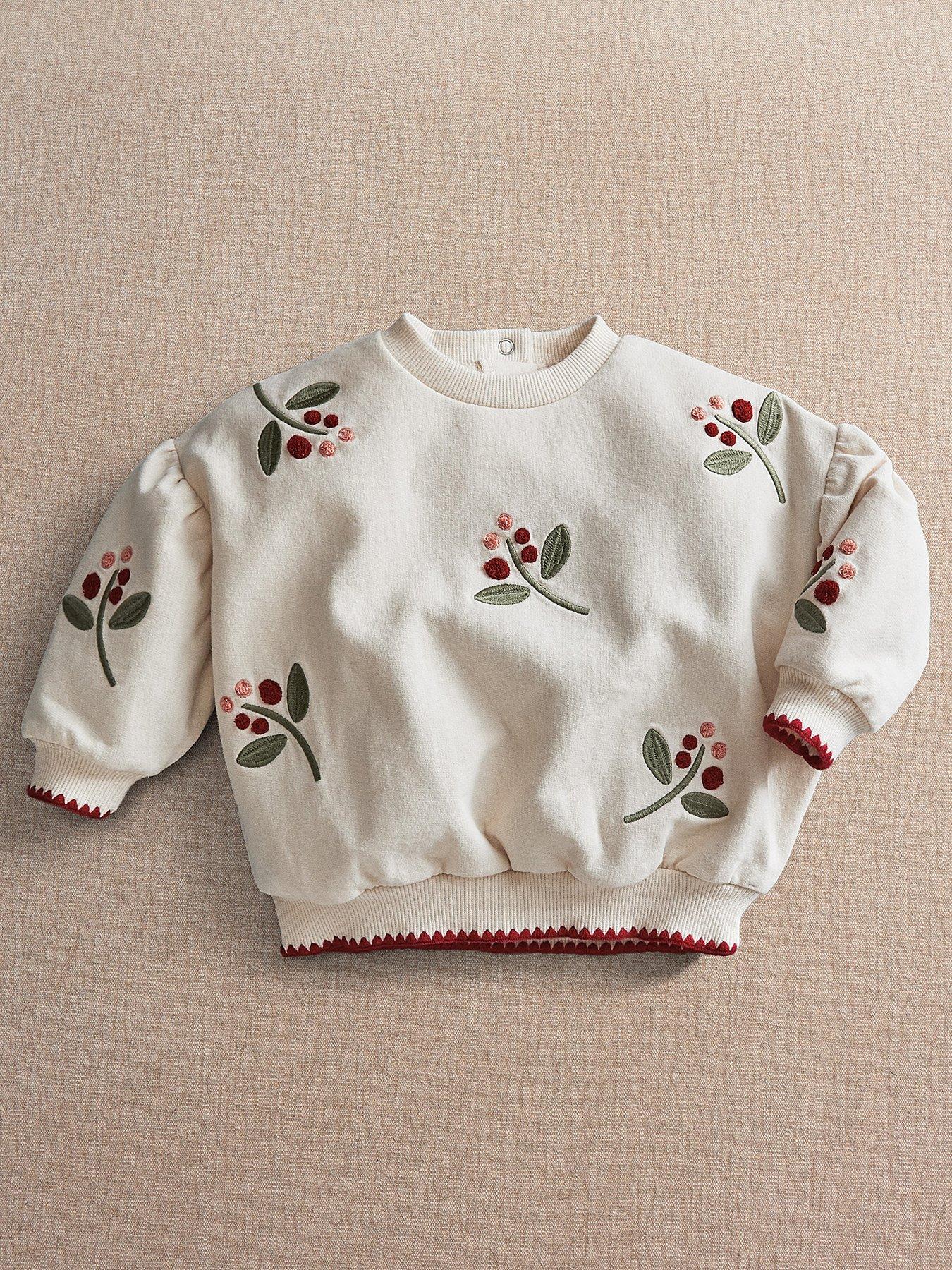 Image 2 of 4 of Mamas & Papas Baby Girls Berry Sweatshirt - Cream