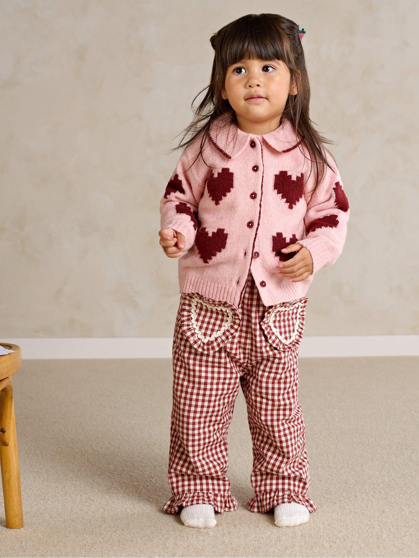 Image 1 of 5 of Mamas & Papas Baby Girls Gingham Trousers - Red