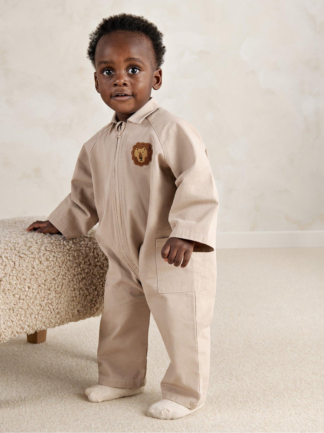 Mamas & Papas Baby Boys Oversized Boiler Suit Romper - Beige