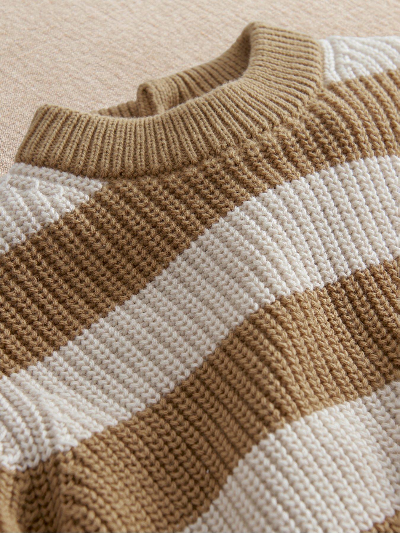 Image 3 of 4 of Mamas & Papas Baby Boys 2 Piece Stripe Knitted Jumper &amp; Leggings Set - Brown