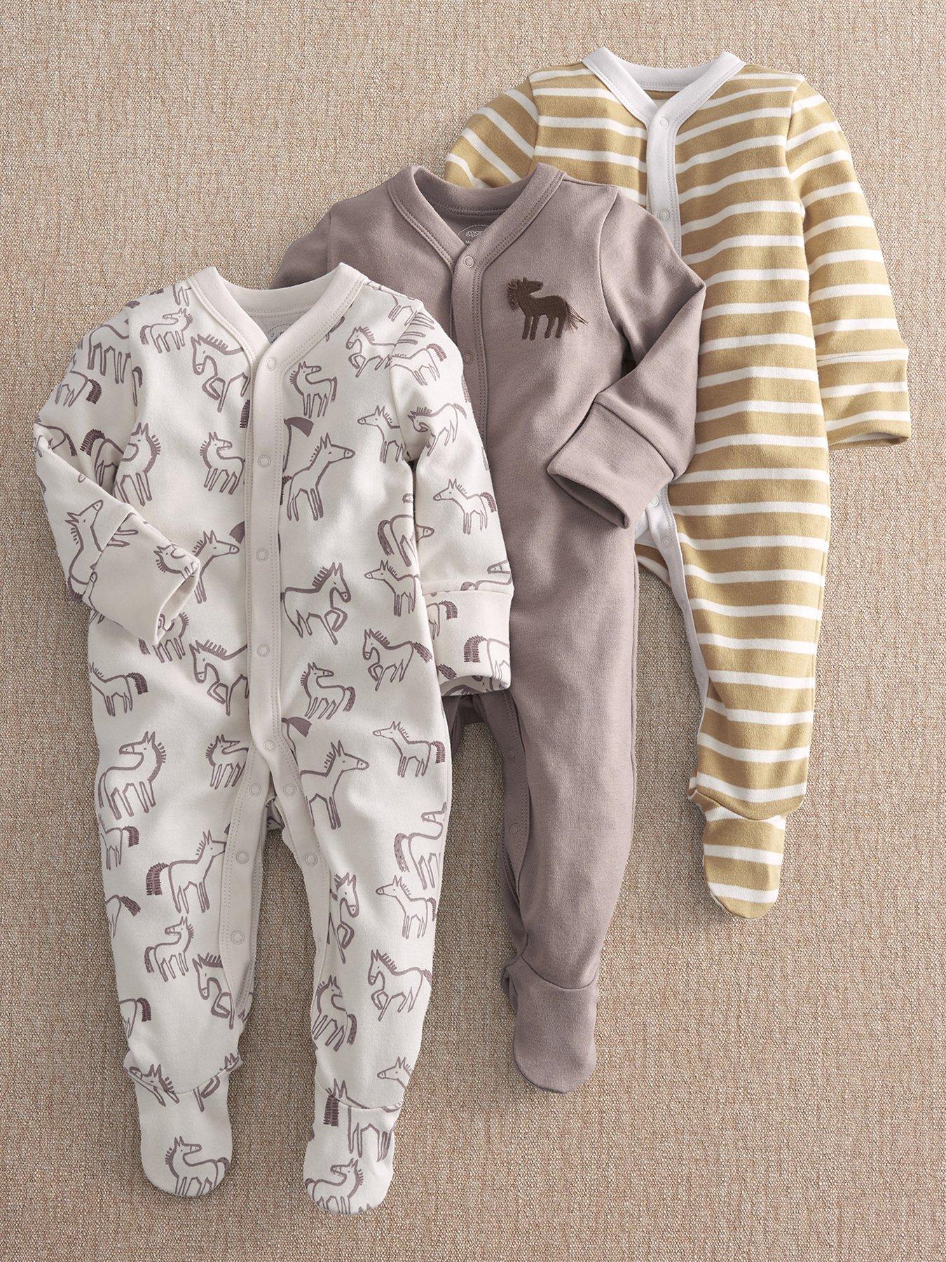 Mamas & Papas Baby Boys 3 Pack Hobby Horse Sleepsuits - Multi