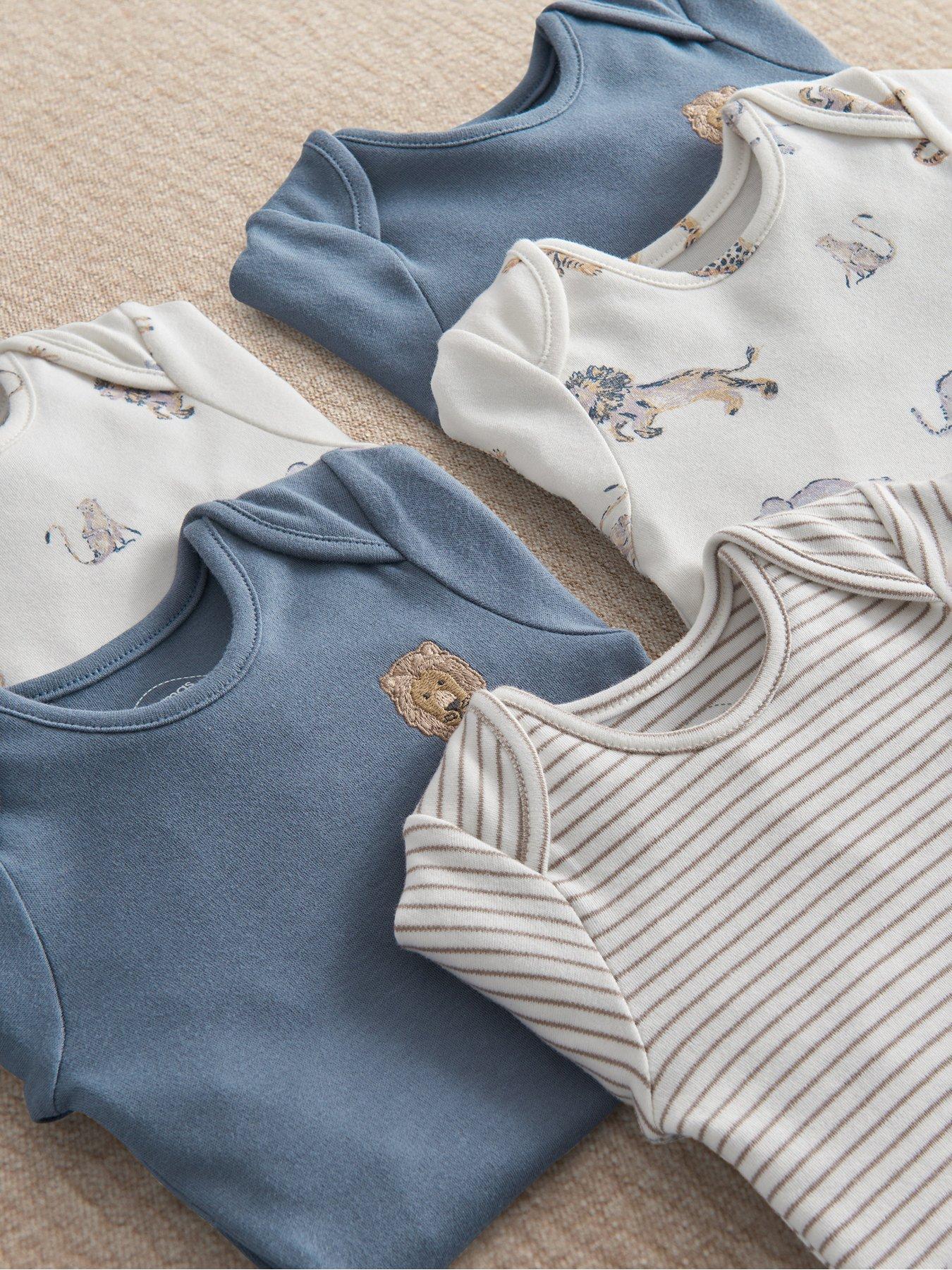 Image 2 of 3 of Mamas & Papas Baby Boys 5 Pack Safari Adventures Long Sleeve Bodysuits - Multi