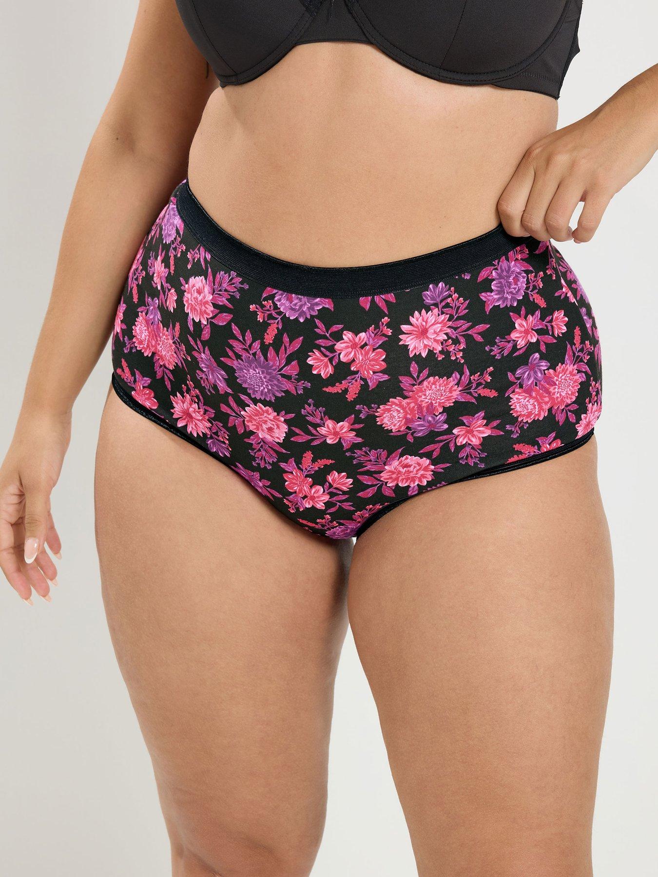 Image 3 of 4 of Yours Women's Curve 5 Pack Floral Full Briefs - Purple/Multi