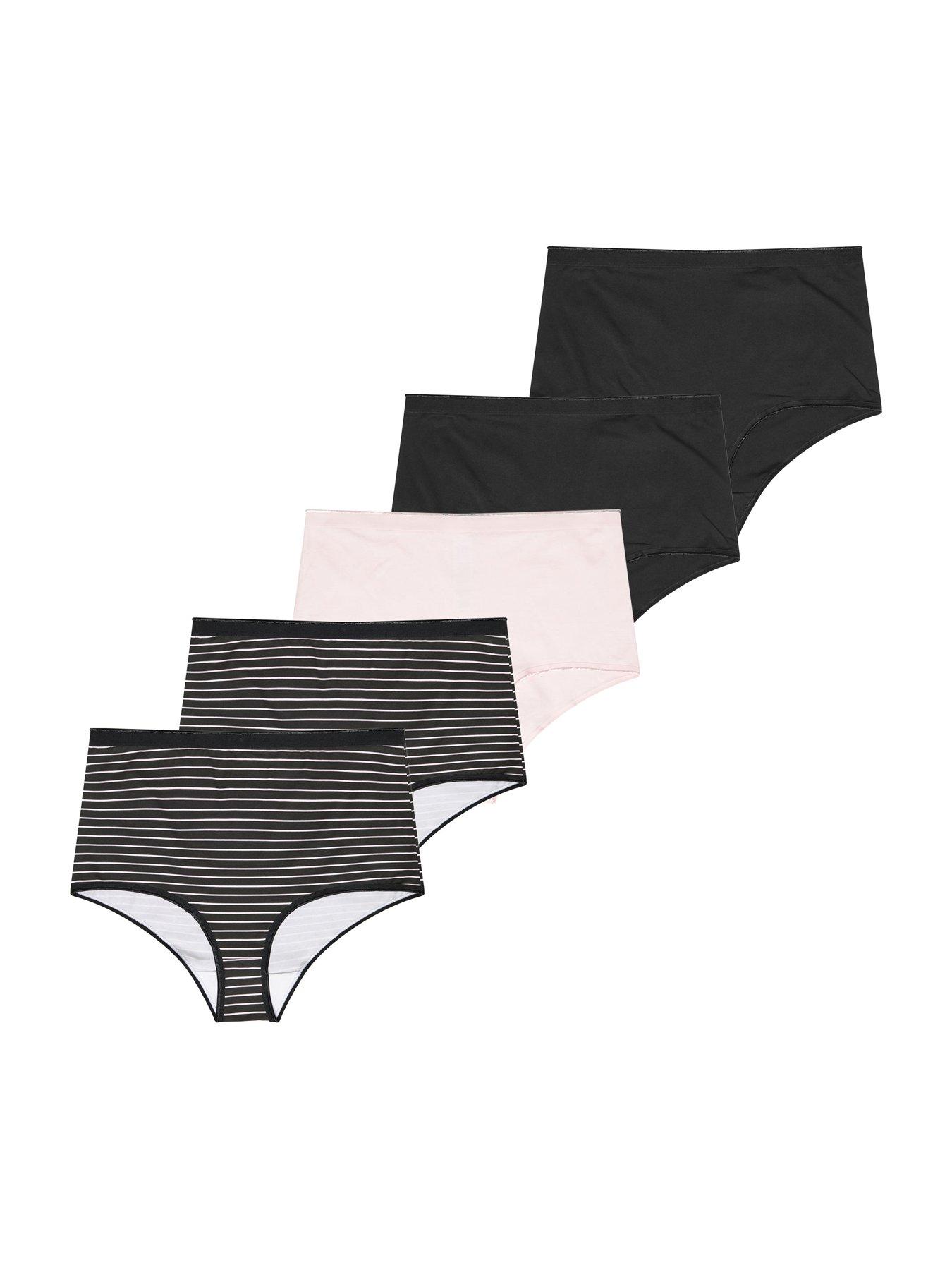 Yours Curve 5 Pack Stripe Print Full Briefs