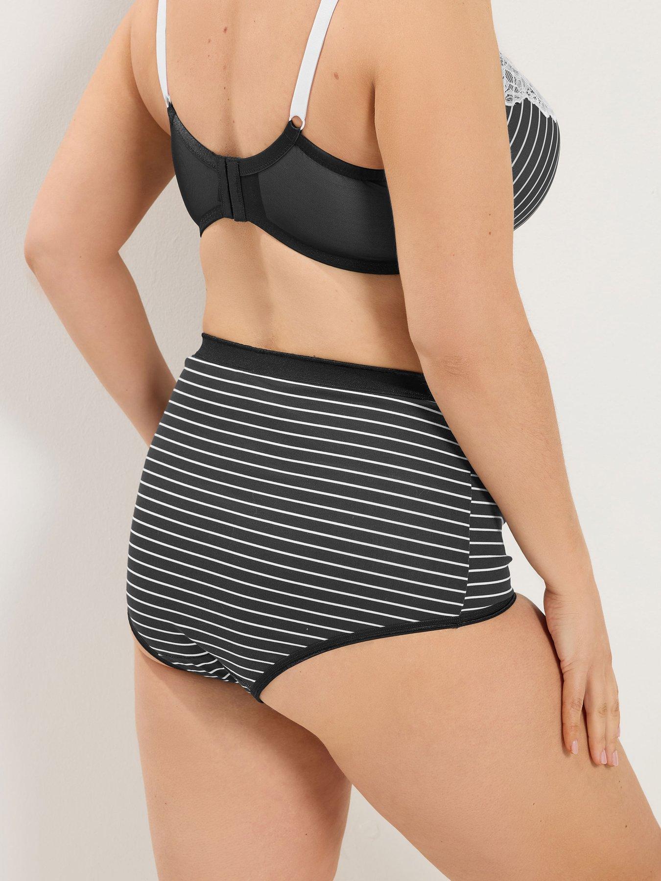 Image 2 of 4 of Yours YOURSET 5 PACK Curve Stripe Print Full Briefs - Black &amp; Pink