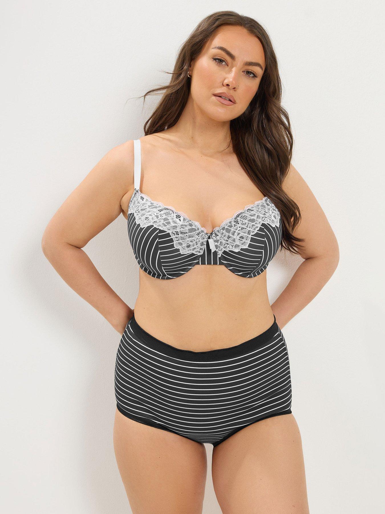 Image 3 of 4 of Yours YOURSET 5 PACK Curve Stripe Print Full Briefs - Black &amp; Pink