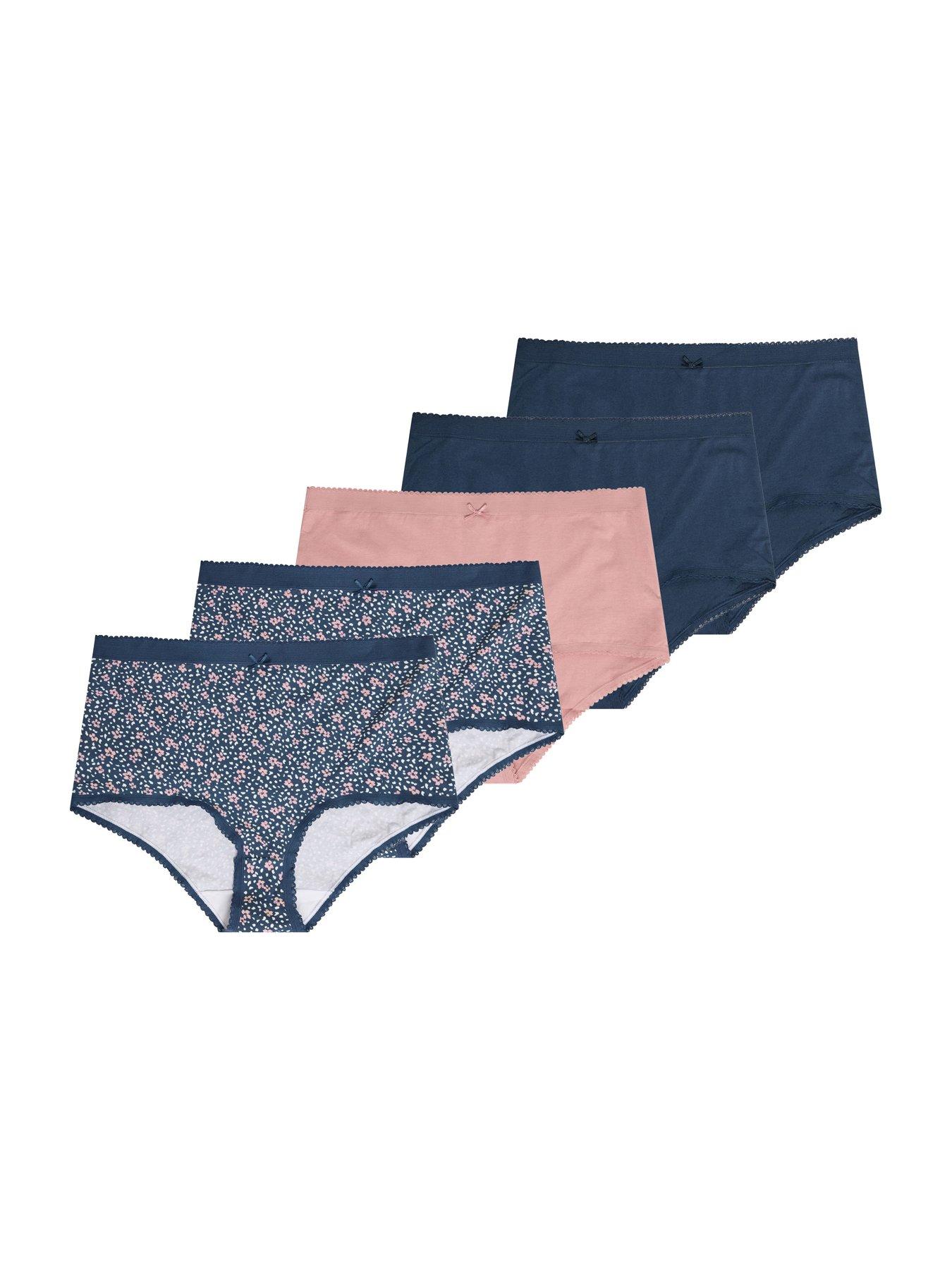 Yours YOURSET 5 PACK Curve Ditsy Floral Full Briefs - Navy Blue