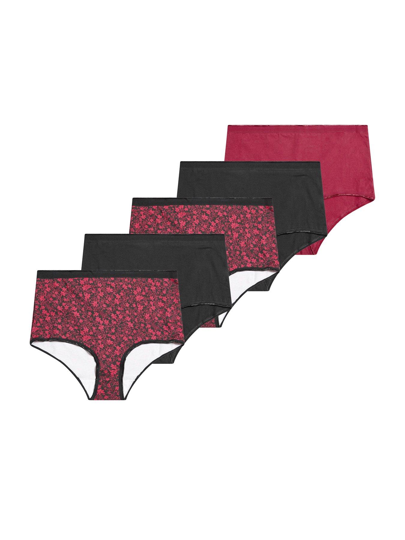 Yours YOURSET 5 PACK Curve Ditsy Floral Full Briefs - Red