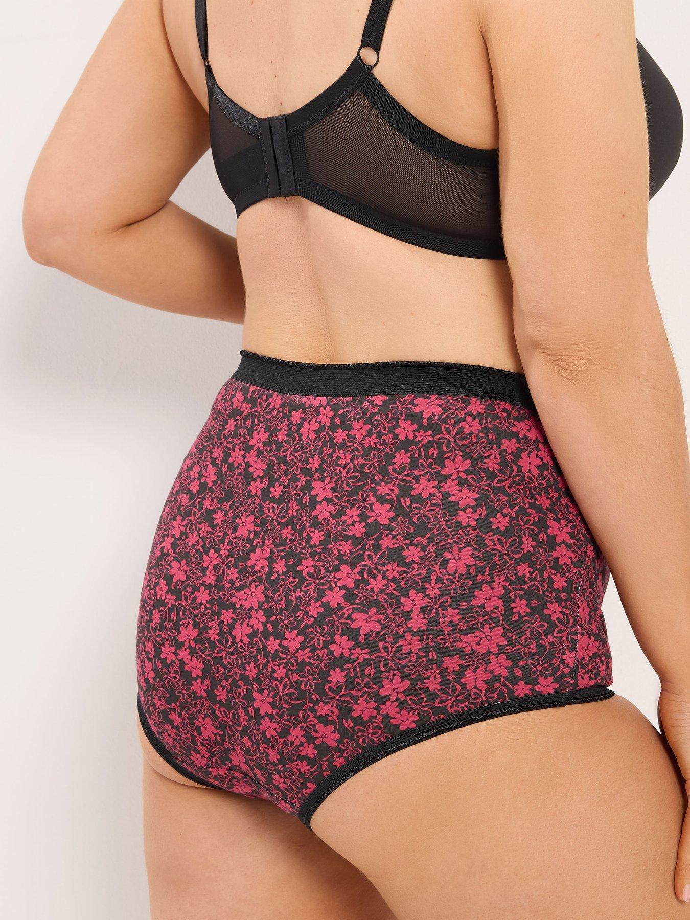Image 2 of 4 of Yours YOURSET 5 PACK Curve Ditsy Floral Full Briefs - Red