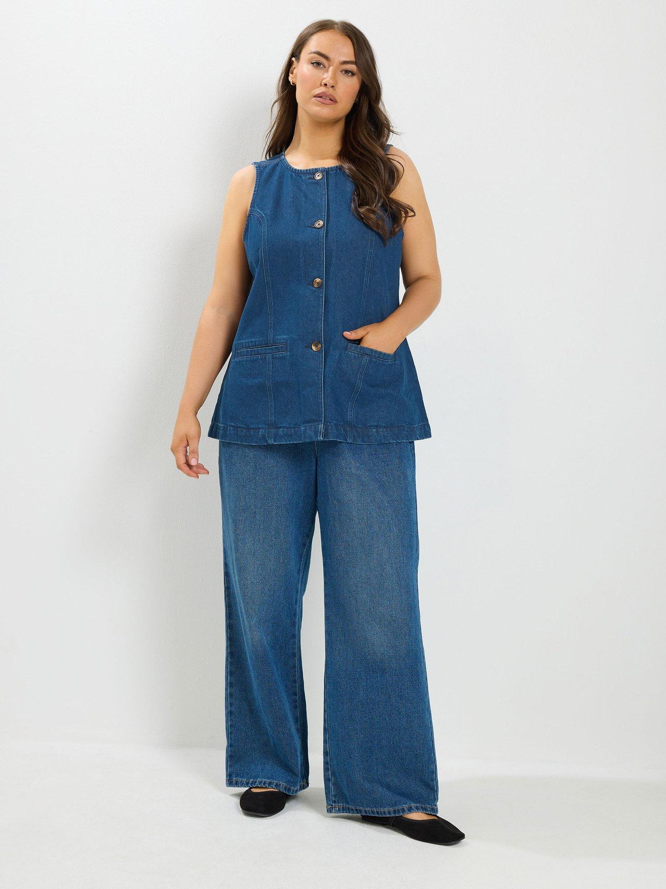 Image 3 of 4 of Yours Women's Curve Denim Pocket Longline Waistcoat - Blue