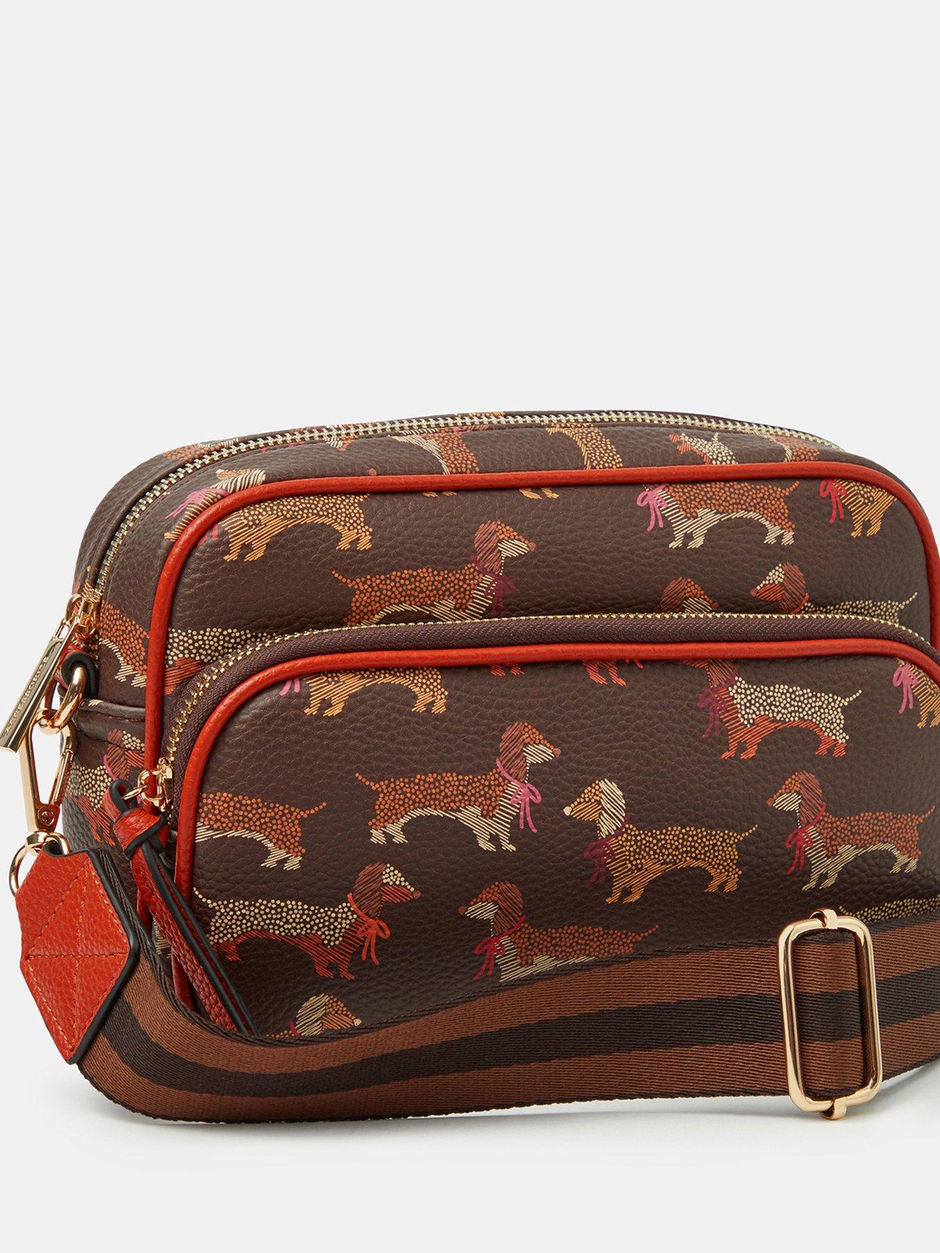 Image 4 of 5 of Accessorize Sausage Dog Print Crossbody Bag - Brown