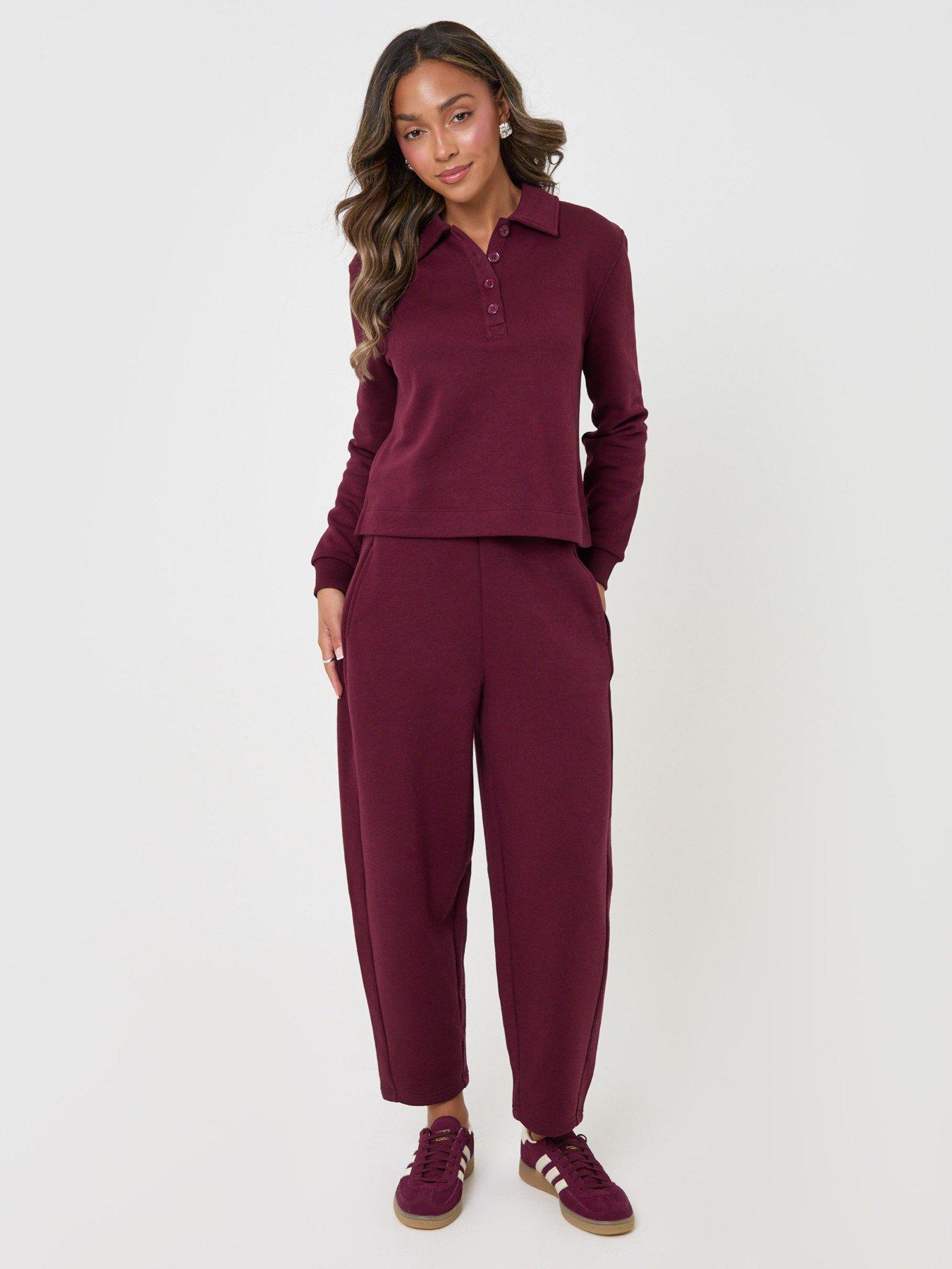 Image 3 of 5 of Threadbare Polo Collar Barrel Leg Lounge Set In Plum