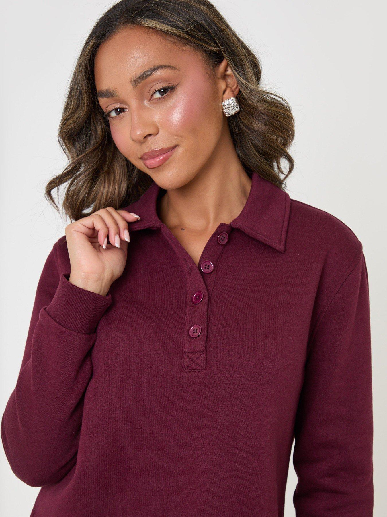 Image 4 of 5 of Threadbare Polo Collar Barrel Leg Lounge Set In Plum