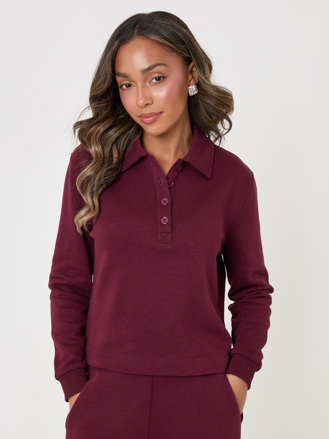 Image 5 of 5 of Threadbare Polo Collar Barrel Leg Lounge Set In Plum