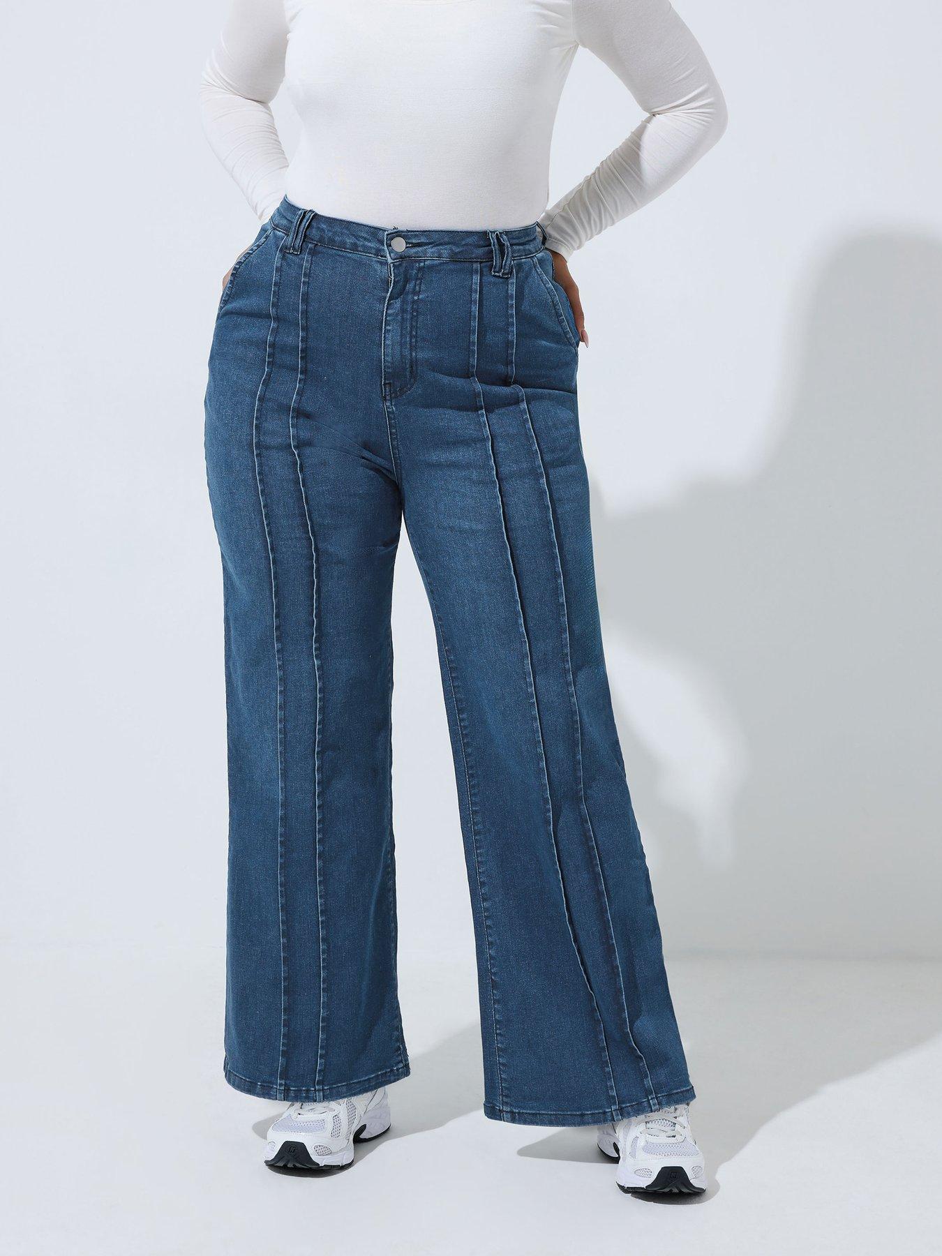 Yours Curve Seam Detail Jeans - Blue