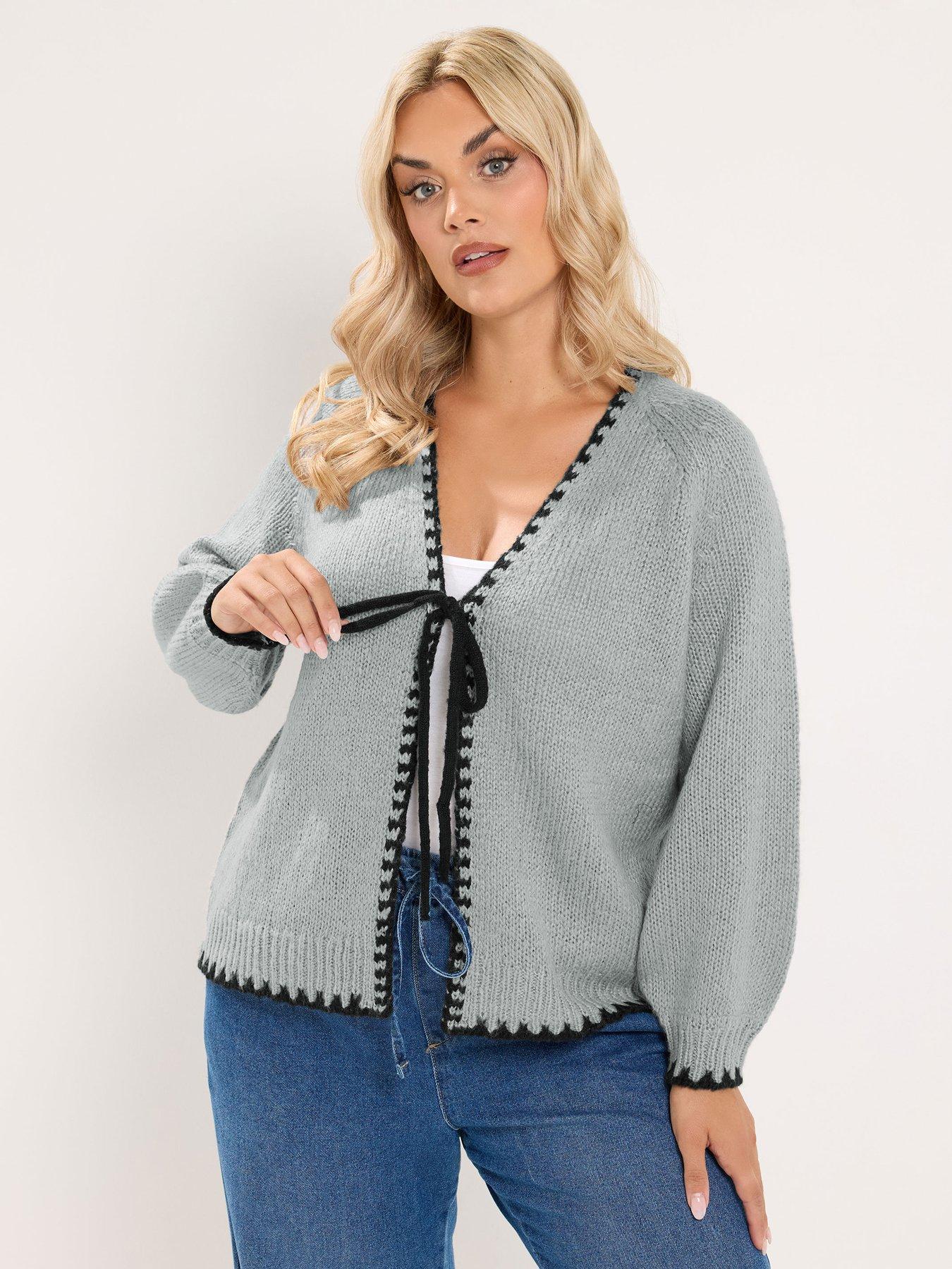 Yours Curve Blanket Stitch Tie Front Cardigan