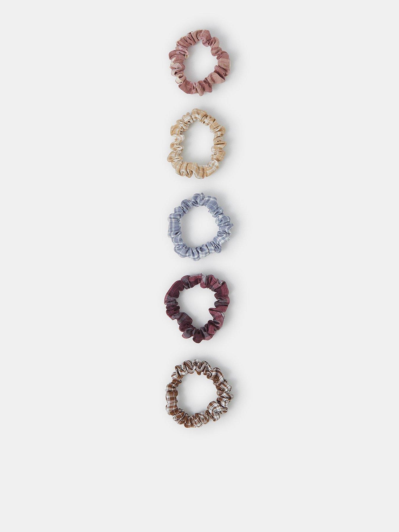 Image 1 of 2 of Accessorize Womens Checked 5 Pack Scrunchies - Multi