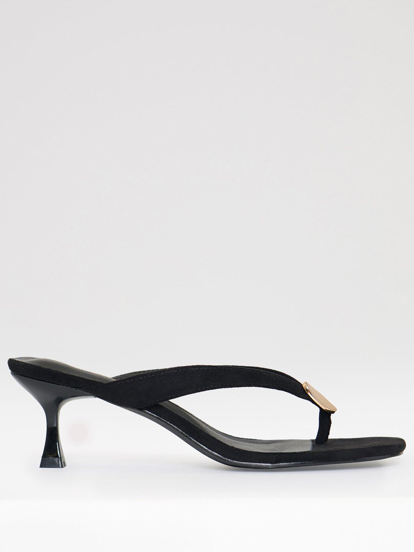 Image 2 of 4 of Threadbare Ladies Shuffle Toepost Kitten Heel - Black