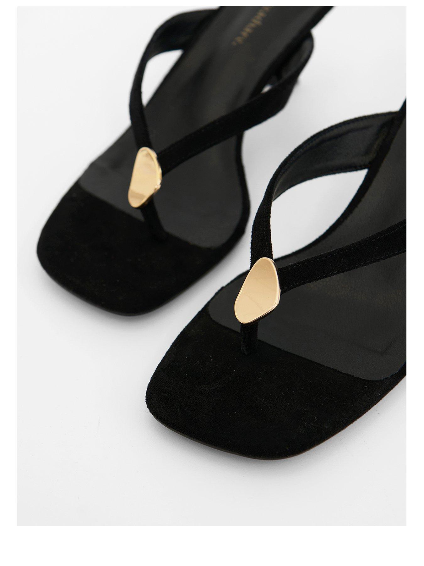 Image 3 of 4 of Threadbare Ladies Shuffle Toepost Kitten Heel - Black