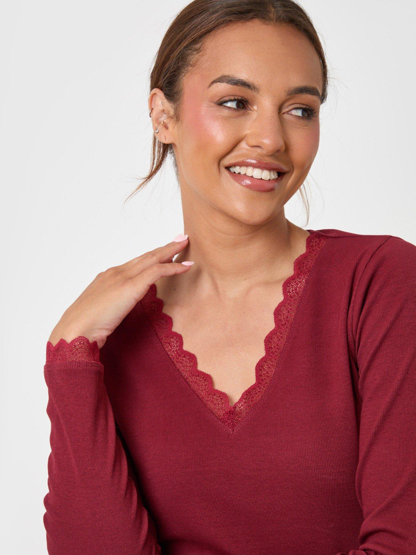 Image 5 of 5 of Threadbare V Neck Top & Flannel Bottoms Pyjama Set In Burgundy Check