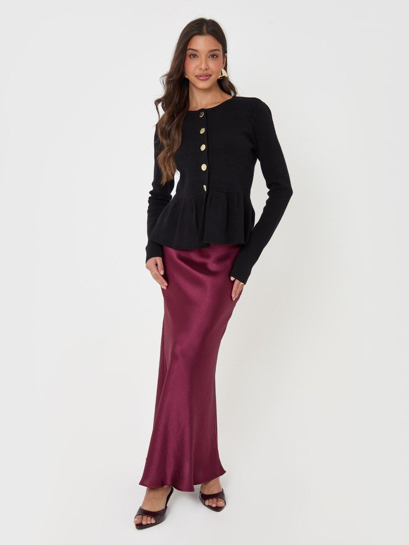 Image 3 of 4 of Threadbare Crew Neck Peplum Cardigan In Black