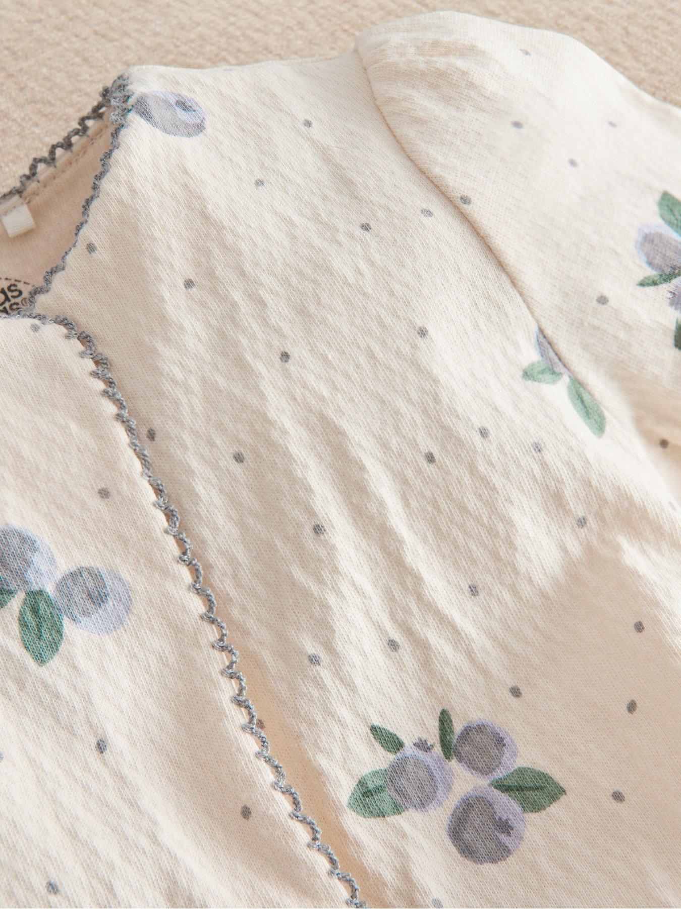 Image 3 of 3 of Mamas & Papas Baby Girls Crinkle Blueberry Sleepsuit - Cream