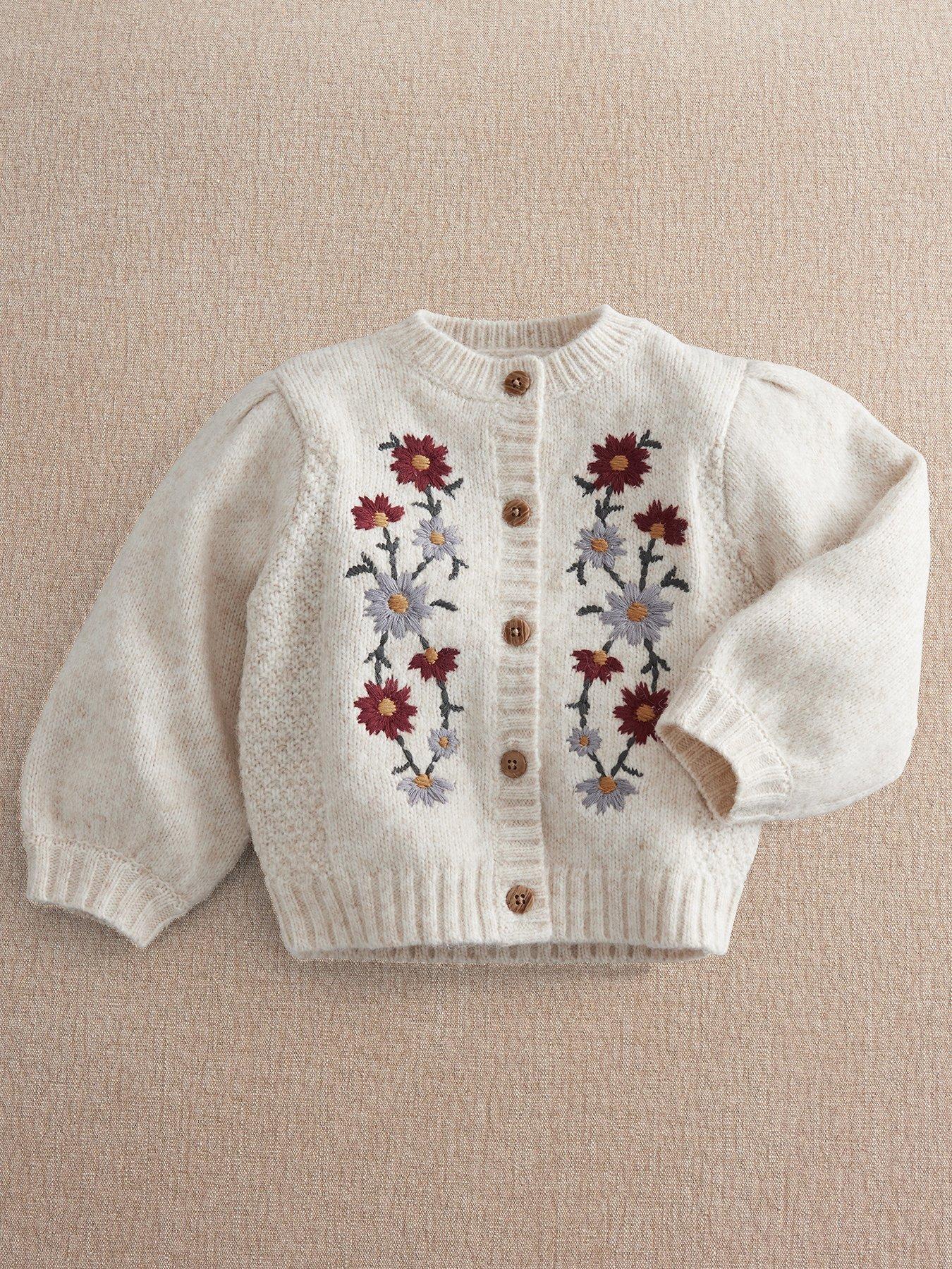 Mamas & Papas Baby Girls Embroidered Flower Cardigan - Cream