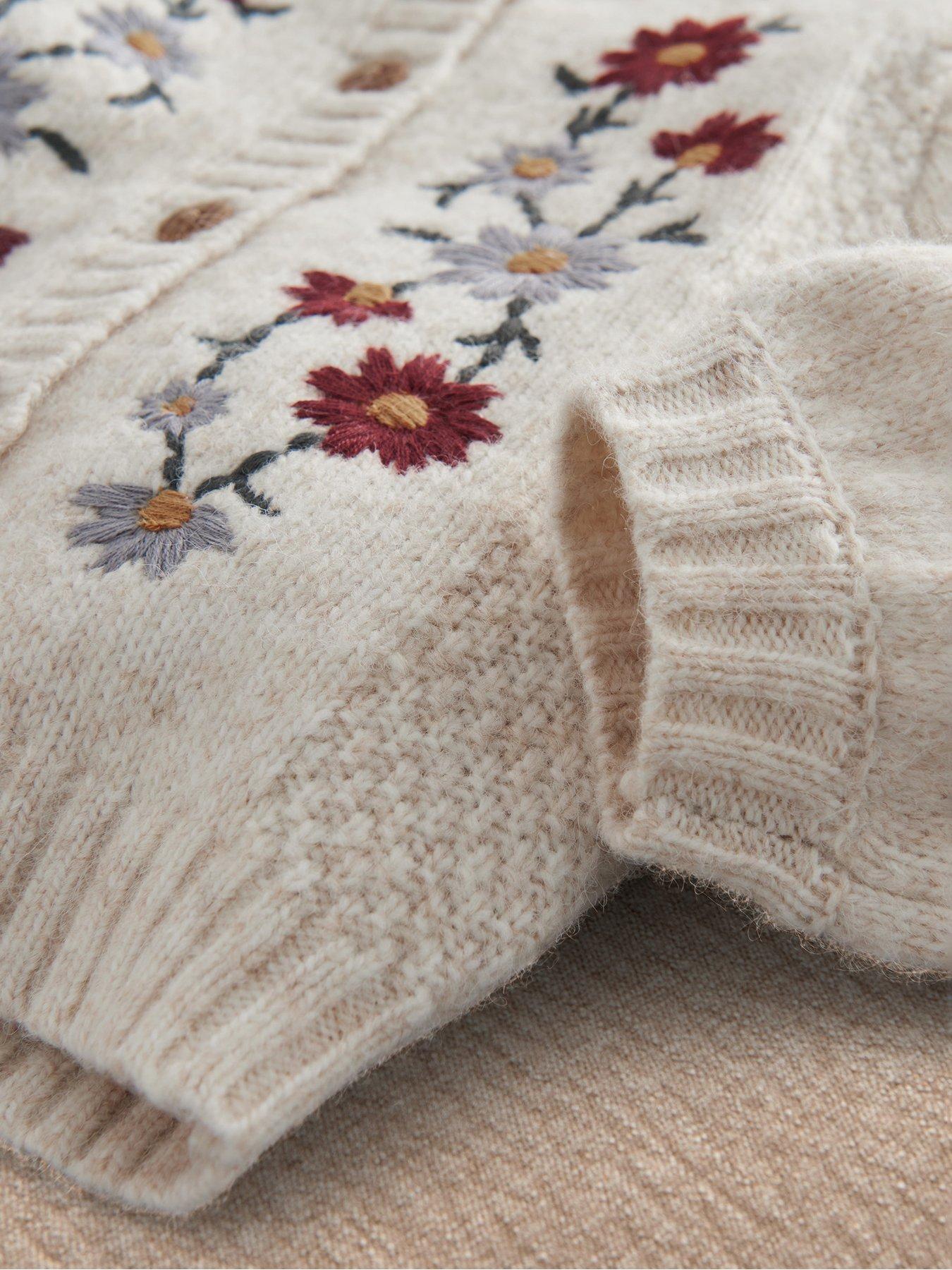 Image 3 of 3 of Mamas & Papas Baby Girls Embroidered Flower Cardigan - Cream