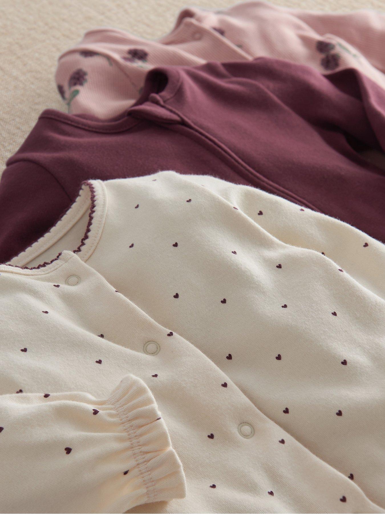 Image 3 of 3 of Mamas & Papas Baby Girls 3 Pack Bramble Sleepsuits - Multi