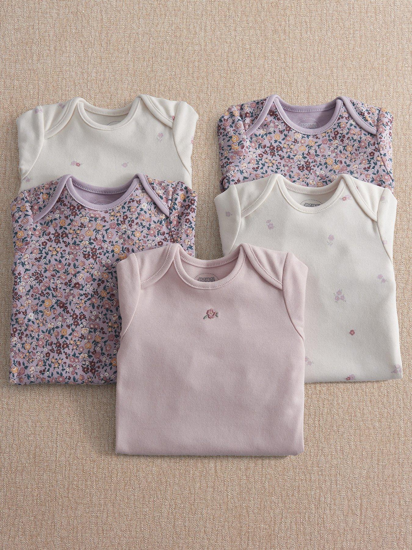 Mamas & Papas Baby Girls 5 Pack Vintage Floral Long Sleeve Bodysuits - Multi