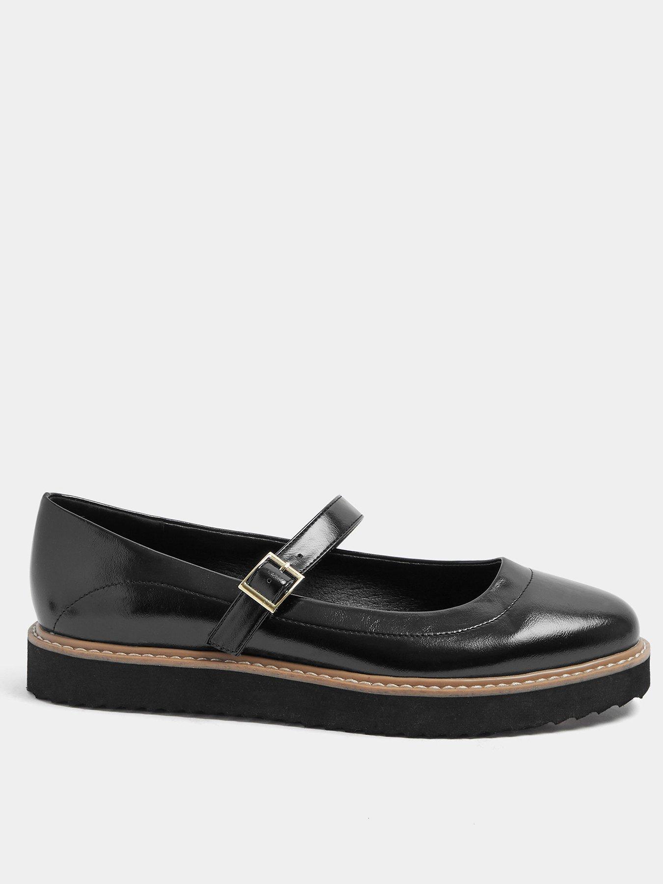 Yours Curve Wide Fit Eva Mary Jane Wedge - Black