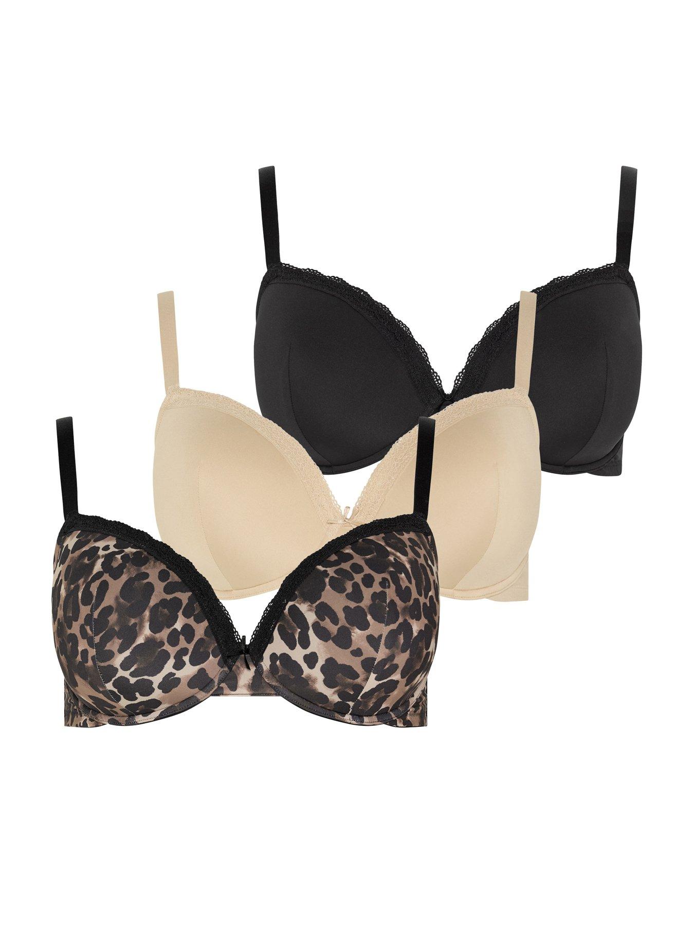 Image 1 of 4 of Yours Curve 3 Pack T-Shirt Underwire Bra - Black