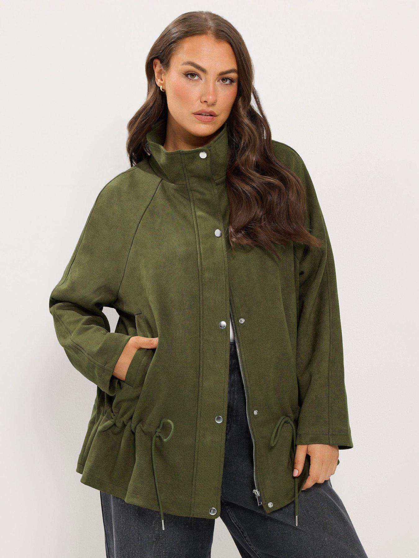 Yours Curve Suedette Draw Cord Jacket - Green