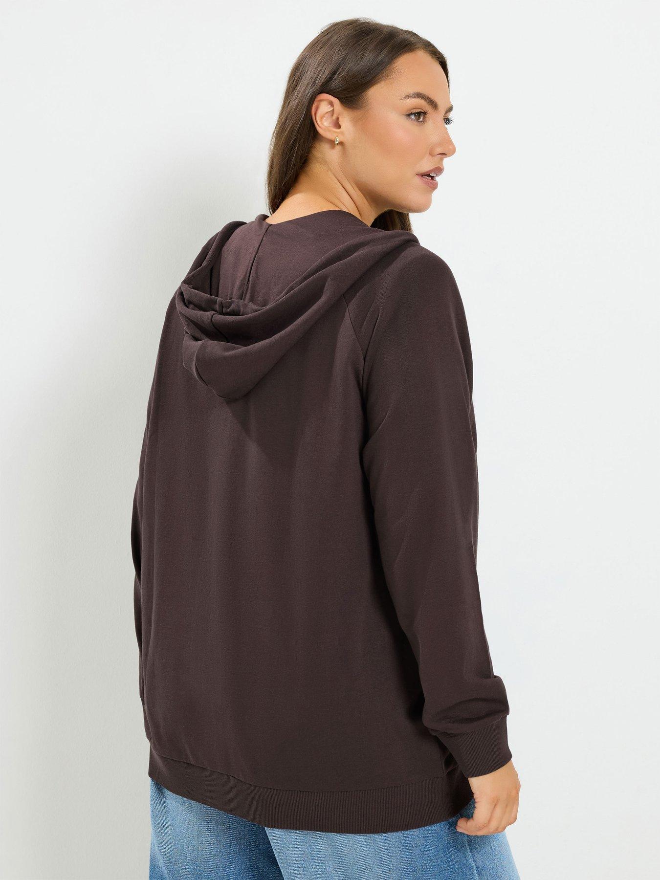 Image 2 of 4 of Yours Curve Zip Through Hoodie - Brown