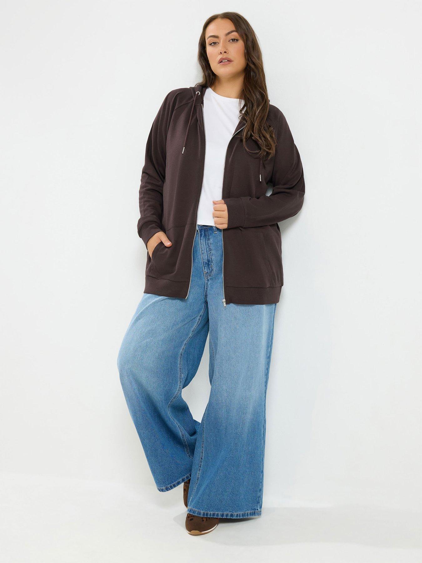 Image 3 of 4 of Yours Curve Zip Through Hoodie - Brown