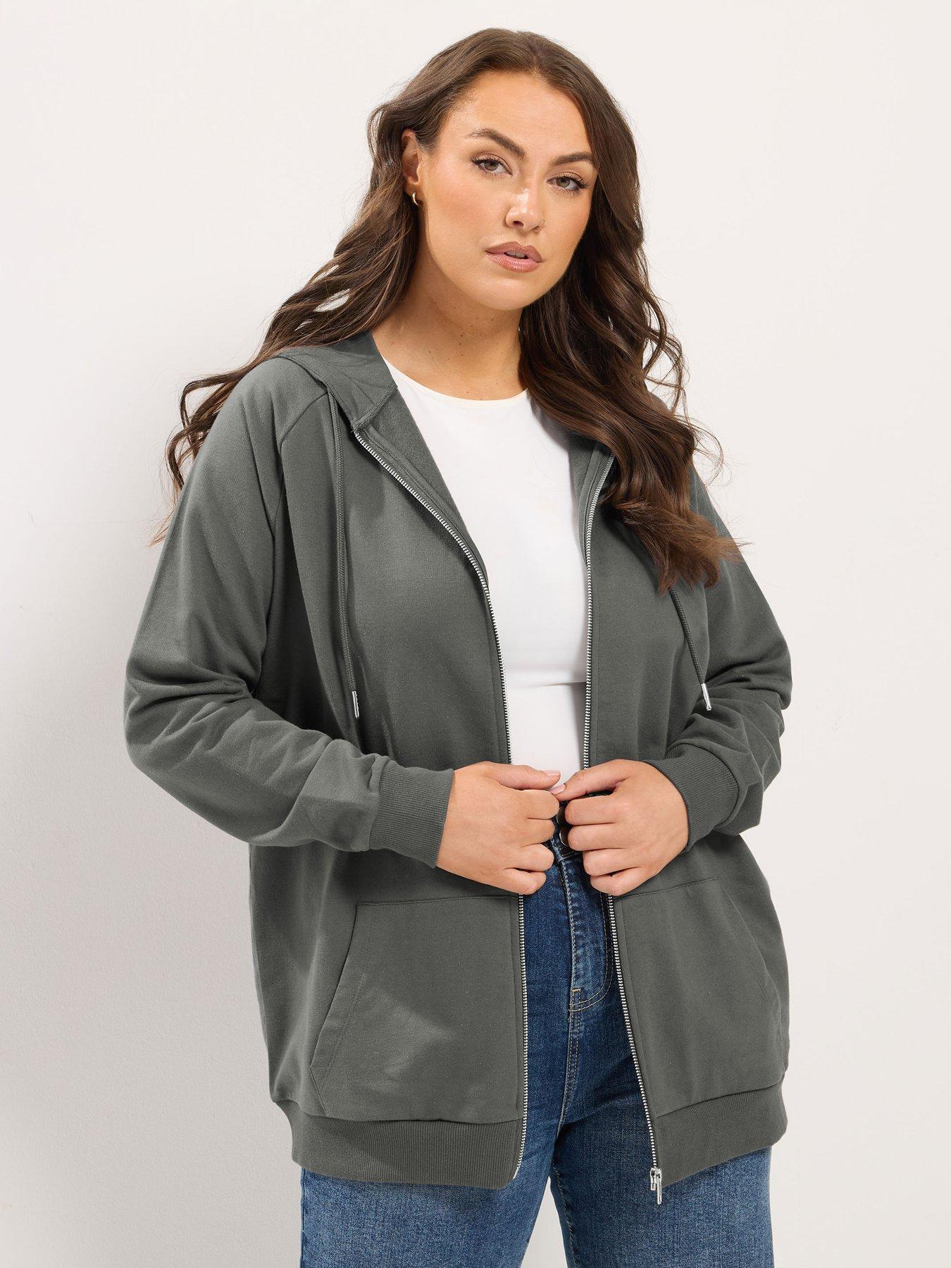 Yours Curve Zip Through Hoodie - Grey