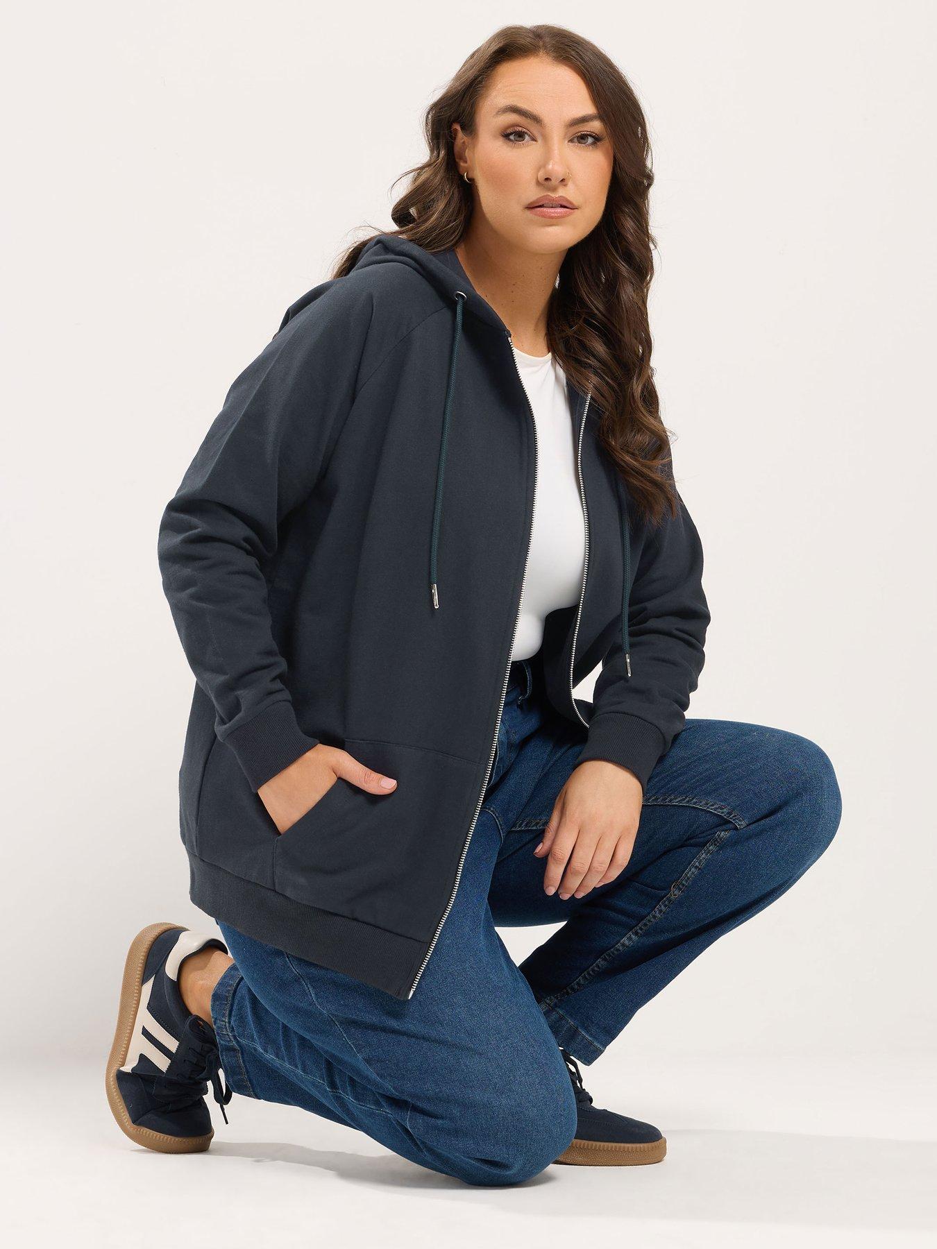 Yours Curve Zip Through Hoodie - Blue