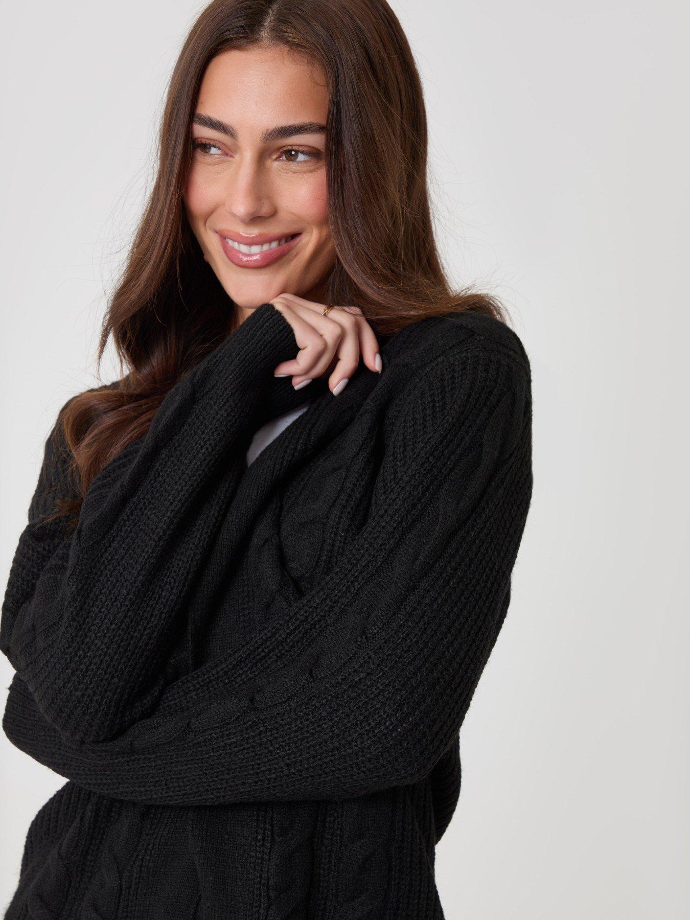 Image 4 of 5 of Threadbare Longline Knitted Open Cardigan In Black