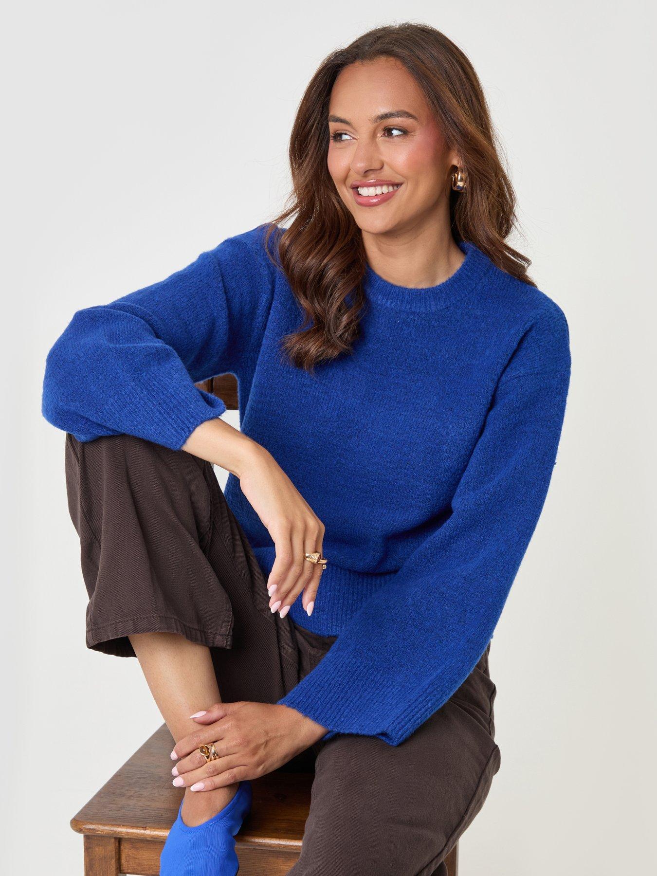 Image 5 of 5 of Threadbare Womens Relaxed Fit Soft-Touch Crew Neck Jumper - Blue